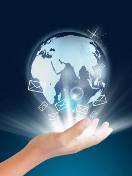 Email being around the globe with internet technology Stock Photos