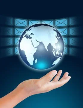 Email being around the globe with internet technology Stock Photos