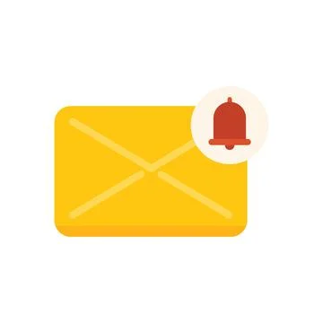 Email bell icon flat vector. Subscribe message Stock Illustration