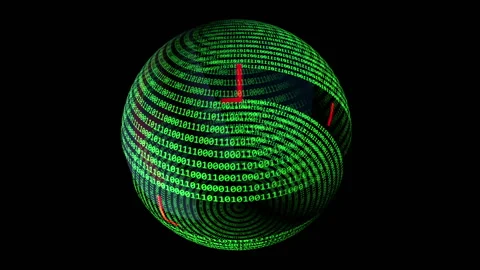 Email on on binary data rotating sphere Stock Footage 131684060