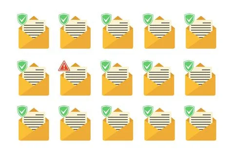 Email with black document and skull icon. Virus, malware, email fraud, email Stock Illustration