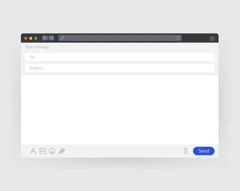 Email blank template internet. Interface for mail message. Vector illustratio 스톡 일러스트