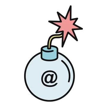 Email bomb malware icon exploding representing cyber threat 库存插图