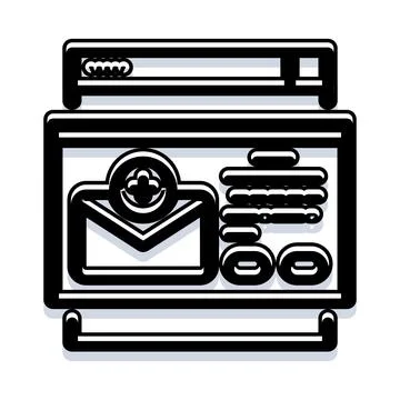 Email browser screen with new message notification Stock Illustration