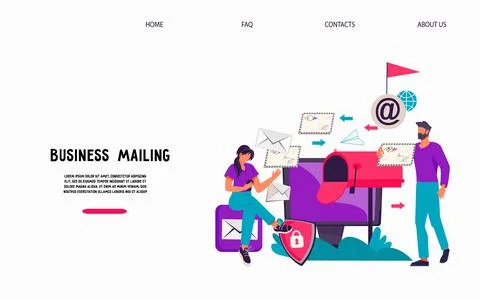 Email business service with man next to mailbox flat vector illustration isol Stock Illustration