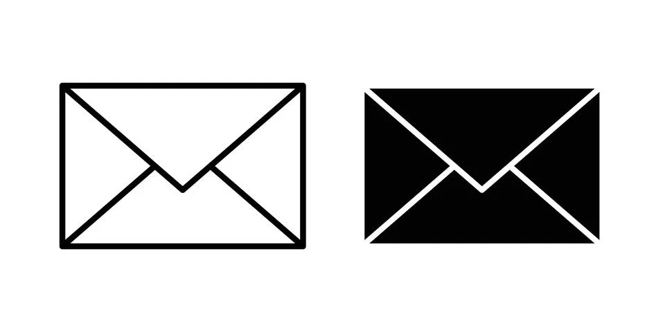 Email button icon thin line and clipart style vector set Illustrazione stock