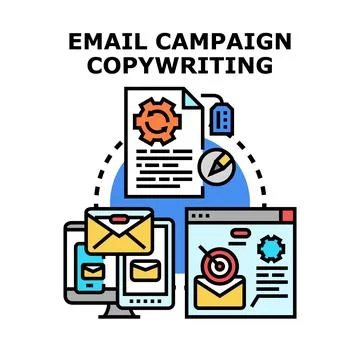 Email campaign copywriting process vector illustration concept Stockillustratie