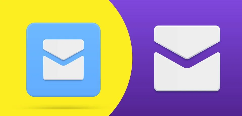 Email closed envelope button logo emblem for online alert notification 3d ico Illustrazione stock