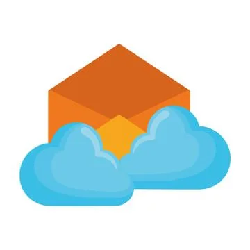 Email cloud computing on white background Illustrazione stock