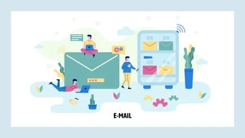 Email cloud server concept illustration. Email service and technology. Vector 스톡 일러스트