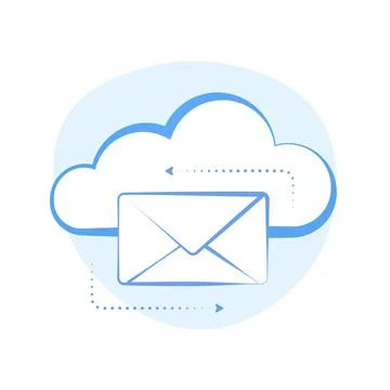Email Cloud Service with online message concept. Cloud hosting communication Stock Illustration