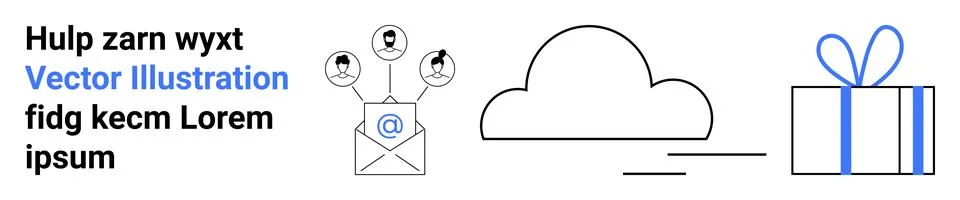 Email with Cloud Storage, Gift Box, and Avatar Icons for Communication and .. Stock Illustration