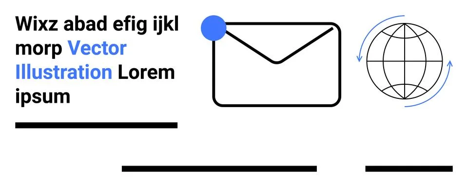 Email Communication and Global Connection Concept with Envelope and Globe Ico Stock Illustration