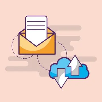 Email communication cloud computing download and upload arrows 스톡 일러스트