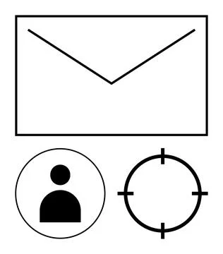 Email Communication Components with User Profile and Targeting Focus Elements Stock Illustration