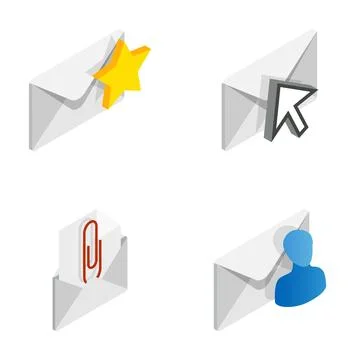 Email communication concepts with isometric mail icons 스톡 일러스트