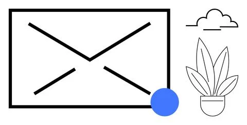 Email communication, digital notifications, minimalism, modern interface desi Stock Illustration
