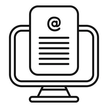 Email communication icon concept on computer monitor Illustrazione stock