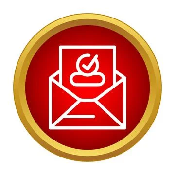 Email communication verification notification icon on red background Stock Illustration