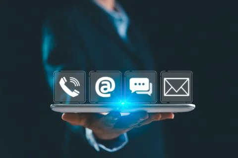 Email communication wireless technology contact us concept. connect us, con.. Stock Photos