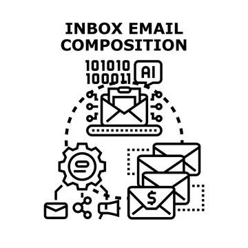 Email composition process with artificial intelligence automation Ilustração Stock
