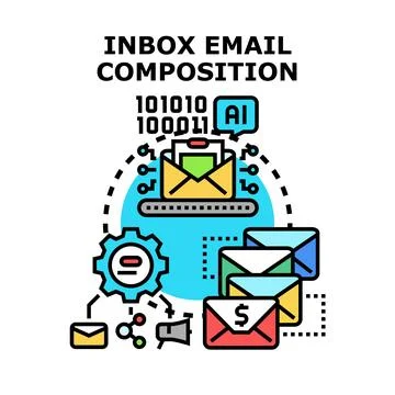 Email composition process with artificial intelligence automation Illustrazione stock