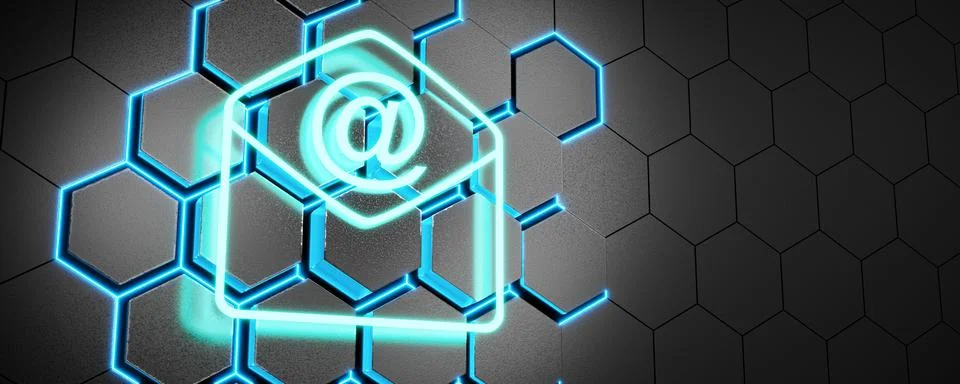Email concept. Email icon on tech background. Corporate email. Technical su.. Stock Illustration