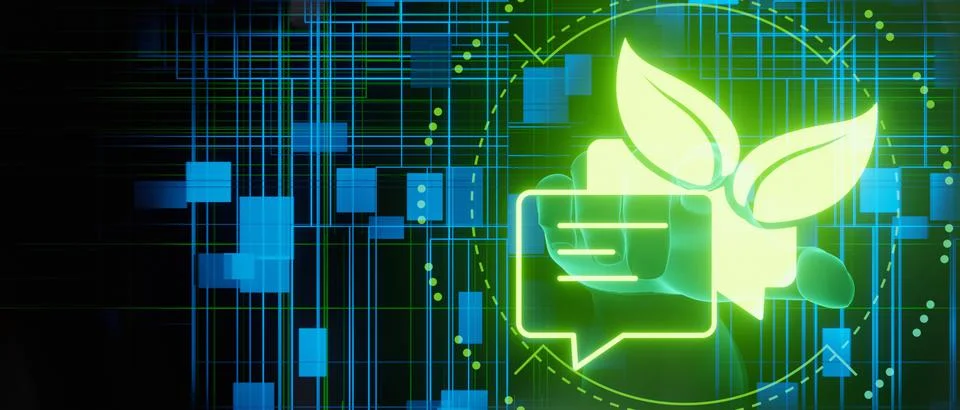 Email concept green technology message 3D Render Illustrazione stock