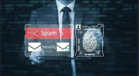 Email concept with laptop spam and virus computer monitor internet security c Stock Photos
