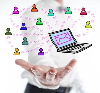 Email concept levitating above a hand Stock Photos