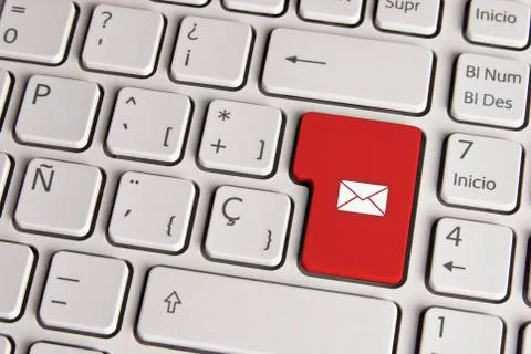 Email concept, mail envelope keyboard key. Stock Photos