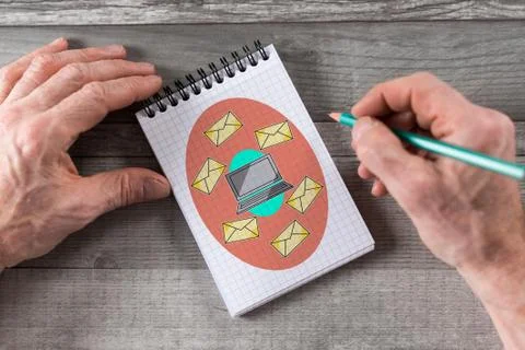 Email concept on a notepad Stock-Fotos