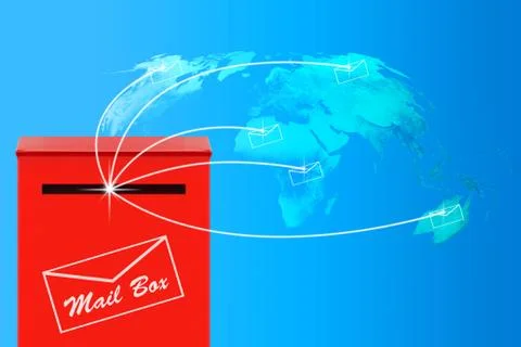 Email Concept, Red Mail Box Stock Photos