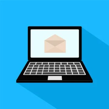 Email concept represented by envelope and laptop icon. Colorfull and flat ill Illustrazione stock