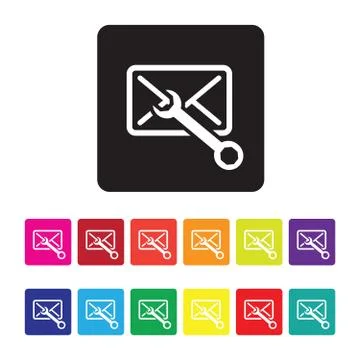 Email configuration icon set Stock Illustration