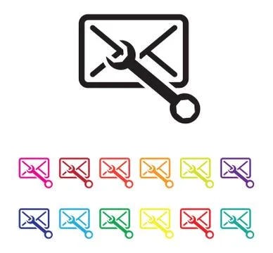 Email configuration icon set Stock Illustration