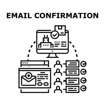 Email confirmation process connecting users with notifications Stock Illustration