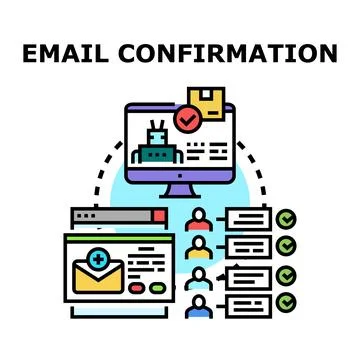 Email confirmation process connecting users with notifications Stock Illustration