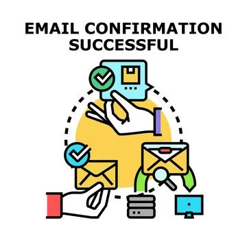 Email confirmation process successful verification concept Stock Illustration