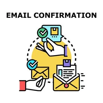 Email confirmation process vector collecting business data Stock Illustration