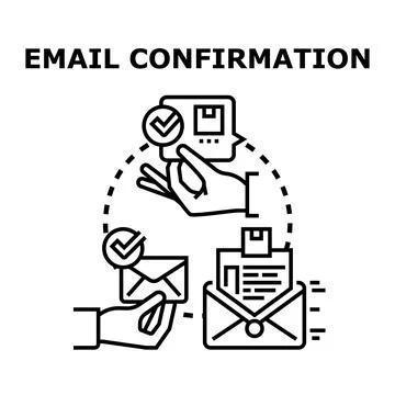 Email confirmation process vector collecting business data Stock Illustration