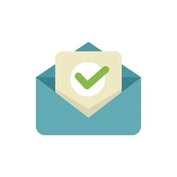 Email containing check mark showing validation Illustrazione stock