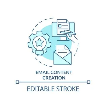 Email content creation turquoise concept icon Stock Illustration