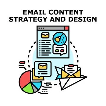 Email content strategy and design concept marketing Stockillustratie