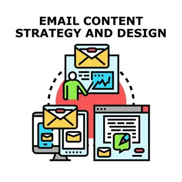 Email content strategy and design for digital marketing Stock Illustration
