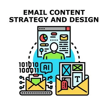 Email content strategy planning and design process Stock Illustration