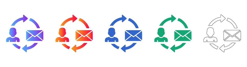 Email Correspondence Loop Icon Set Illustrazione stock