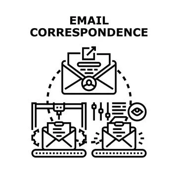 Email correspondence process sending receiving communication message イラスト素材