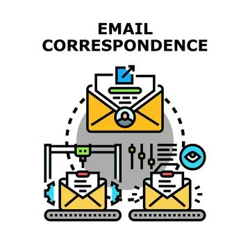 Email correspondence process sending receiving communication message イラスト素材
