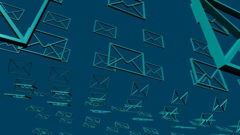 Email data flowing in cyberspace on blue background イラスト素材